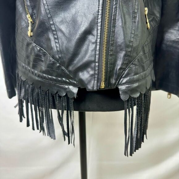 Steve Madden fringe Faux Leather Jacket Size Large - Picture 6 of 14